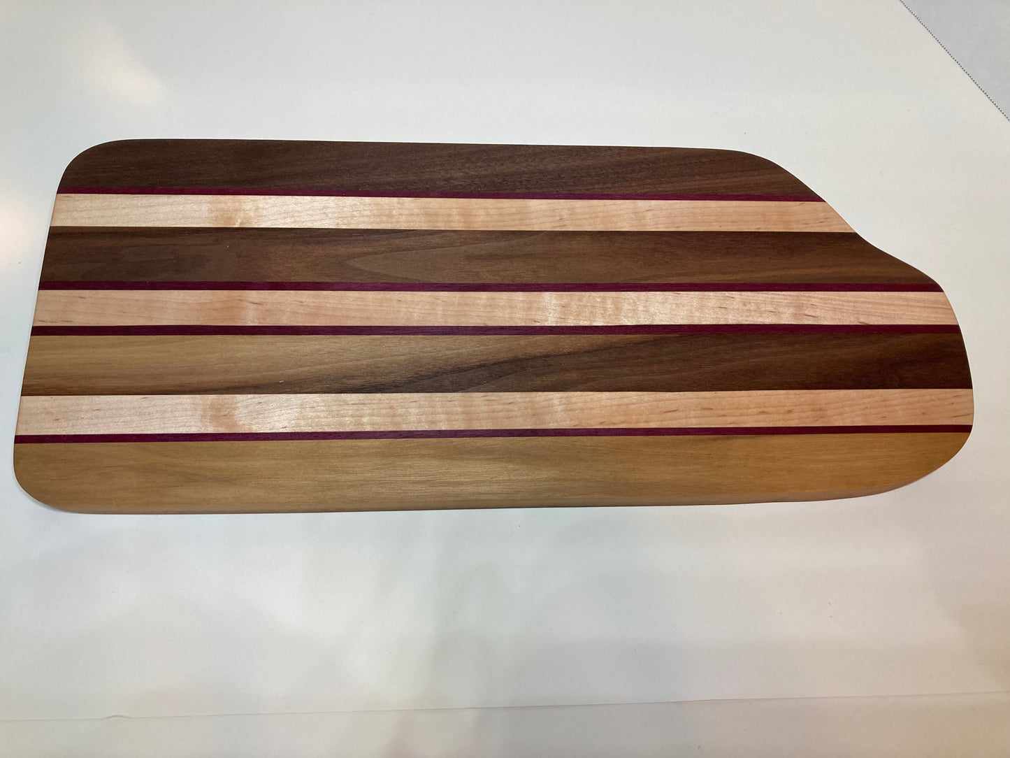 Cutting/Serving Board made from Walnut, Cherry, Maple and Purple Heart