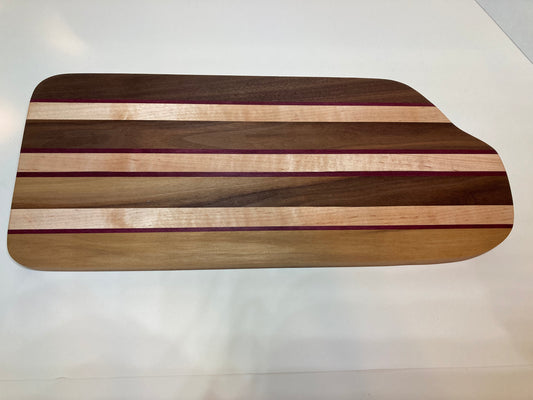 Cutting/Serving Board made from Walnut, Cherry, Maple and Purple Heart